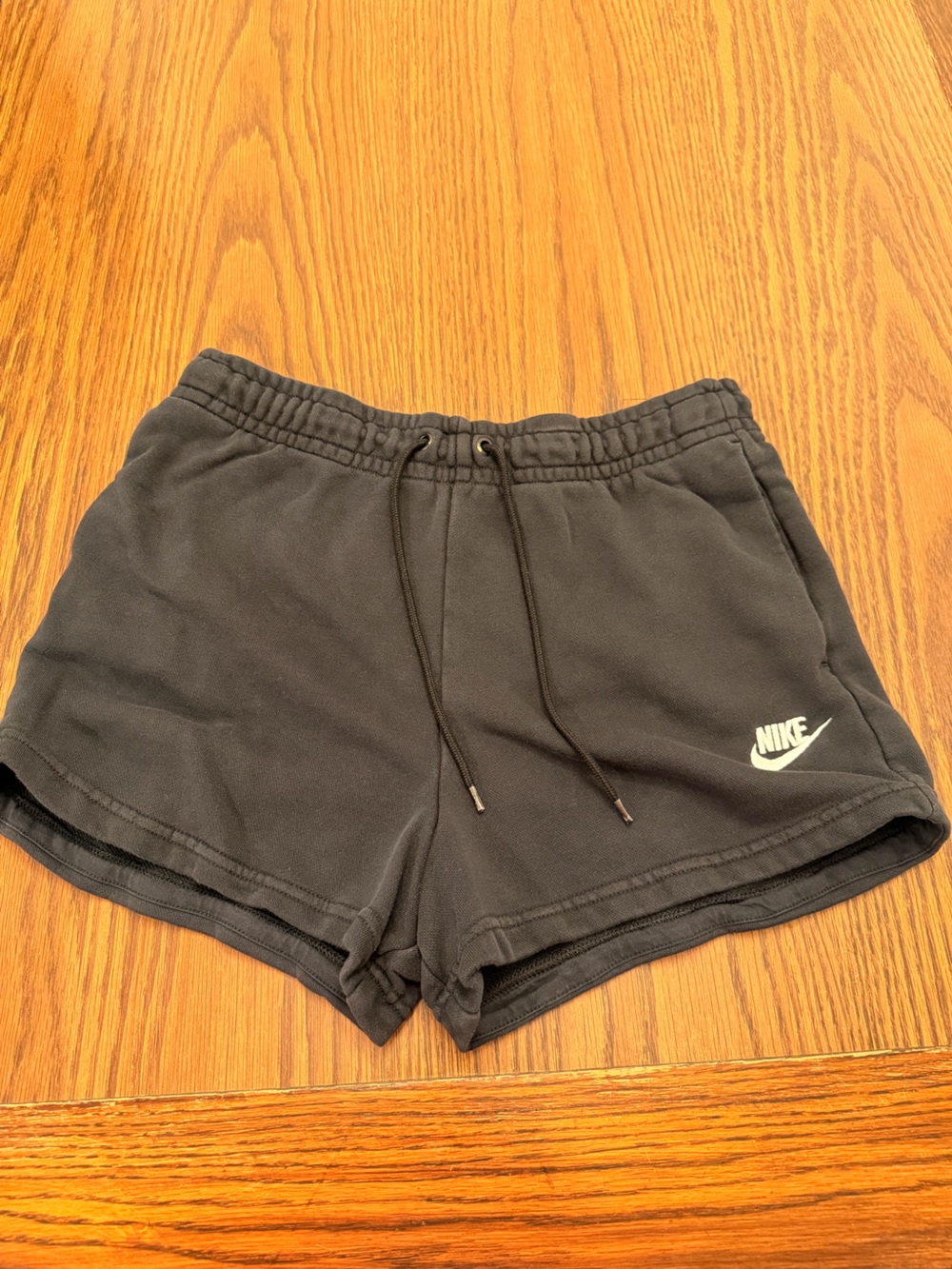 Nike Women's Black Drawstring Athletic Shorts with White Logo
